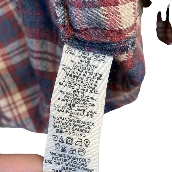 Free People Northern Bound Plaid Balloon Sleeve Popover Shirt Size Small - Picture 4 of 7